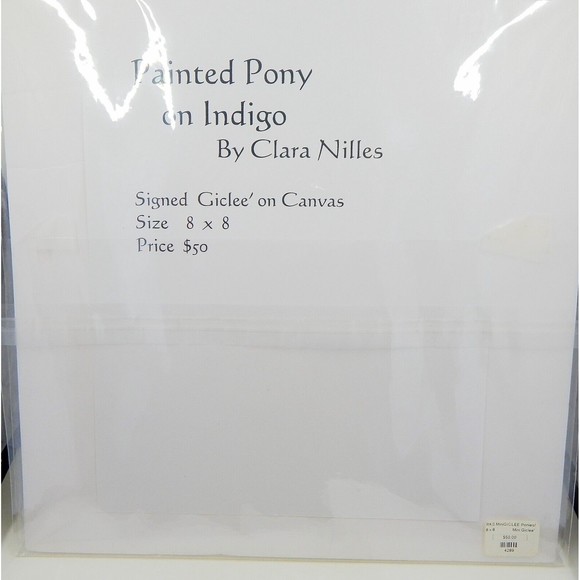 Painted Pony on Indigo Mini Giclee on Canvas 8x8 Clara Nilles - Picture 5 of 5